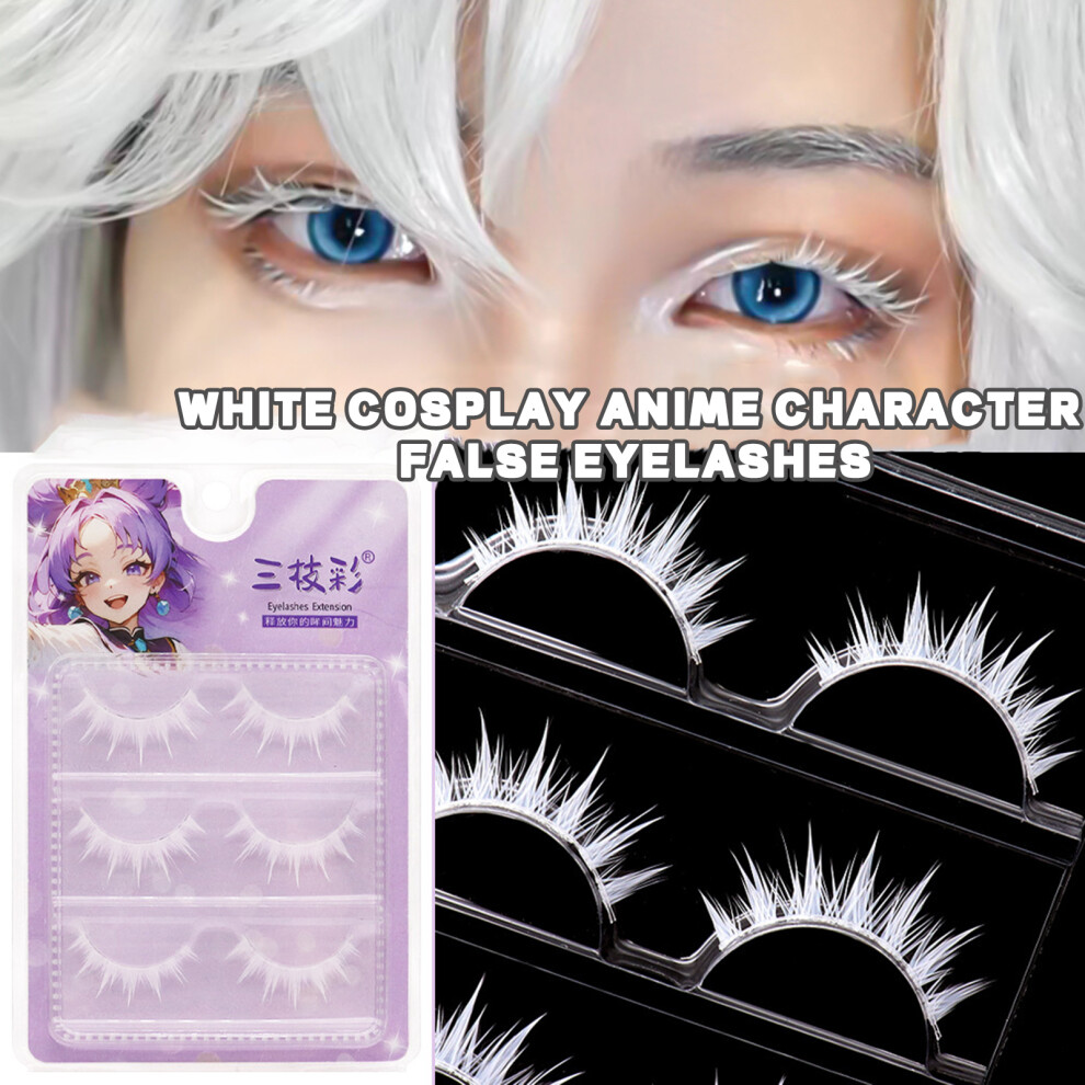 Phui-Pet-Supplies White Wispy Long False Eyelashes For Cosplay