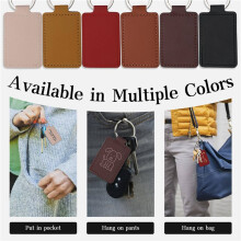90 Pcs Leather Key Fob Kit,Rectangular PU Leather Keychain Blanks with Keychain Rings,Engraving Keychain,DIY Crafts