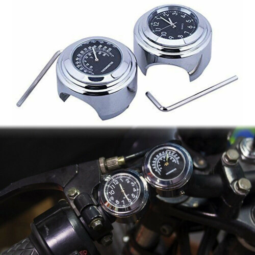 Motorcycle Handlebar Clock Thermometer 7/8 inch