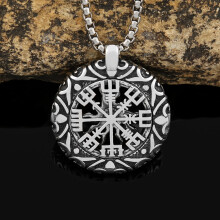 Stainless Steel Hollow Sun Pendant Necklace Vintage Compass