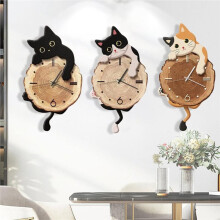 Lustige Katzen-Wanduhr, Stilvolle, Niedliche Pendeluhr, Dekorative Wanduhr für Schlafzimmer, Kinderzimmer, Heimdekoration, Geschenk A