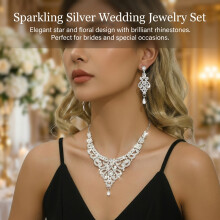 (Silver) Star Wedding Jewelry Set: Necklace & Earrings