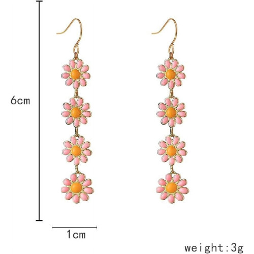 Daisy Drop Dangle Earrings for Women White Yellow Orange 2