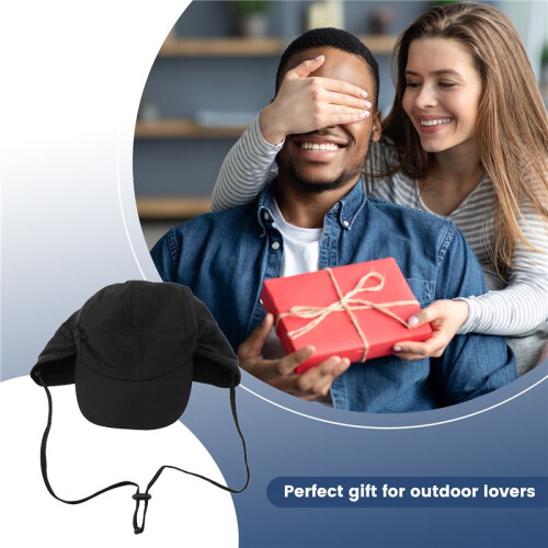 Waterproof Winter Hats Warm Polyester Lined Earflaps Baseball Cap,Black