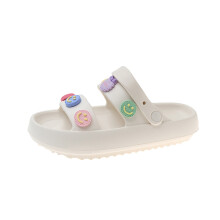 (White, 36) Cute Smiley Slippers Light High Sole Socks