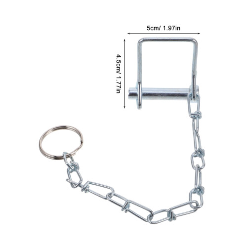 Steel Trailer Coupler Pin with Chain Galvanized Silver 1