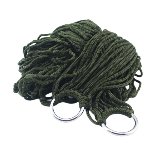 Portable Outdoor Hammock Nylon Mesh with Hooks Dark Green 1