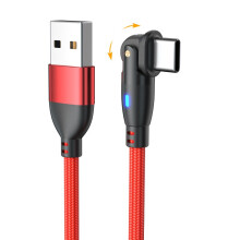 2er-Pack USB auf Typ-C 180 drehbares Ladekabel - Schnellladen & Datenübertragung Red 3 m