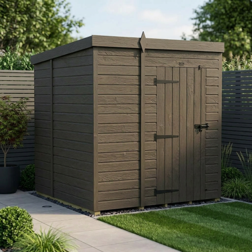 6x6 Pent Composite Shed Tanalised (Single Door, No Windows)