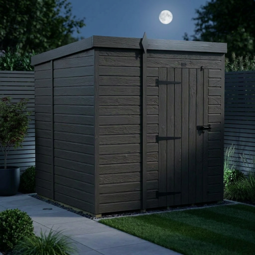 6x6 Pent Composite Shed Tanalised (Single Door, No Windows) 2