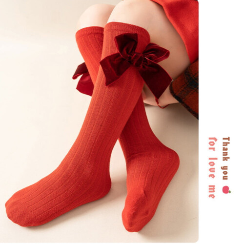 Toddler Knee-High Cotton Socks Crew Style 1