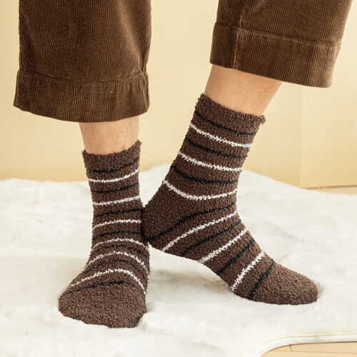 Ankle Socks Thermal Coral Fleece Stripe One Size 2