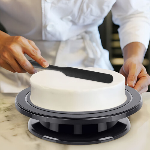 Plastic Rotating Cake Turntable 12 Inch Black 2