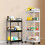 Rolling Plastic Storage Cart 3-Tier or 4-Tier White Black 2