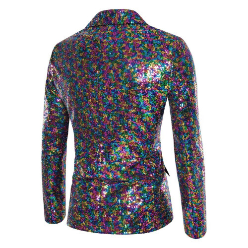 Men's Sequin Jacket Slim Fit Notched Lapel 1-Button 2