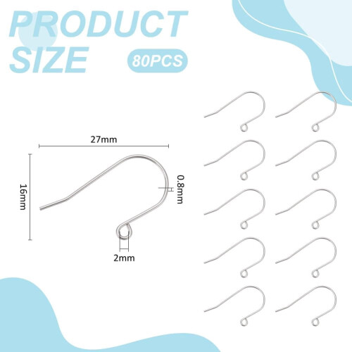 Stainless Steel Fish Earrings Hooks 80 pcs 2