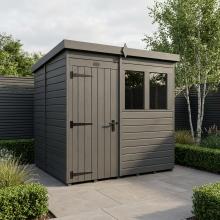 7x5 Pent Composite Shed Tanalised (Single Door, With Windows)