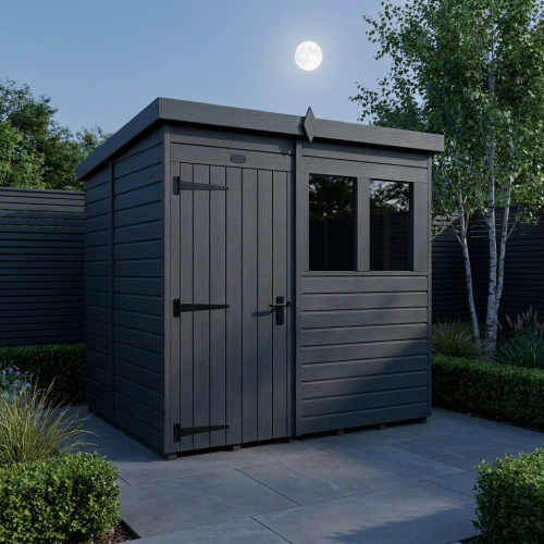 7x5 Pent Composite Shed Tanalised (Single Door, With Windows) 1