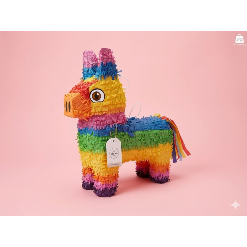Rainbow Donkey Pinata Party Set, with Buster Stick and Blindfold 2