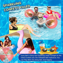 2 St 16 Tums Uppblåsbara Badbollar Guldkonfetti Poolbollar för Pool för Vuxna Sommarfödelsedagsfest Rose Guld