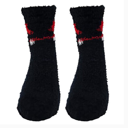 Women's Fuzzy Crew Socks – Plush Soft Gray One Size 1