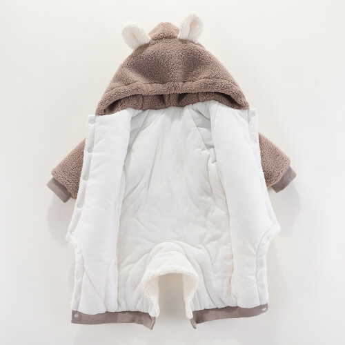 Baby Snowsuit Hooded Romper Grey 0-3 Months 2