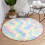 Rainbow Round Rug Soft Washable Plush 120x120cm 6