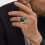 Green Dial Ring Watch Stainless Steel Band Silver 7