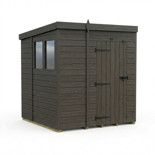 6x6 Pent Composite Shed Tanalised (Single Door, With Windows) 1