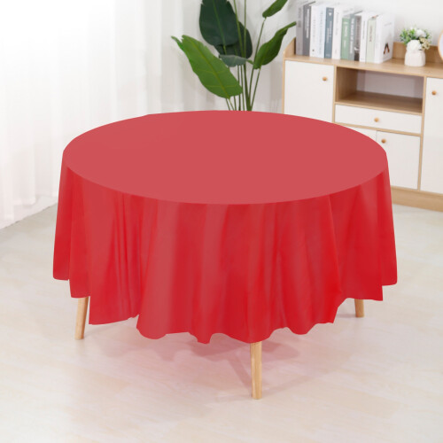 Plastic Table Cover Round Heavy Duty 84 Inch 10 pcs 1