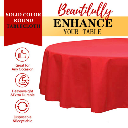 Plastic Table Cover Round Heavy Duty 84 Inch 10 pcs 2