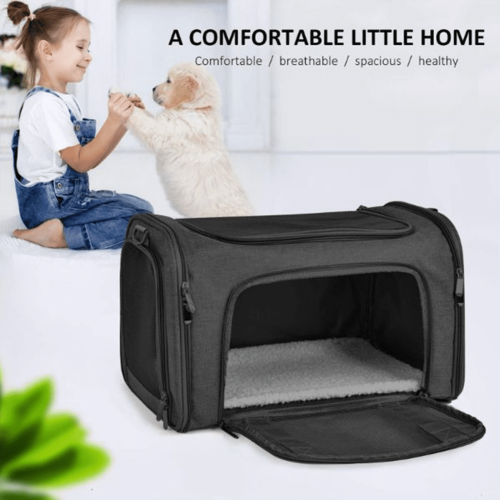 Cat Dog Carrier Soft-Sided Black 15 lbs 1