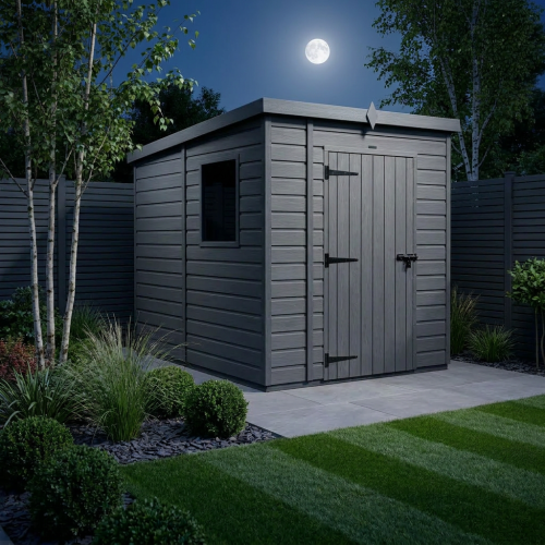 5x7 Pent Composite Shed Tanalised (Single Door, With Windows) 2