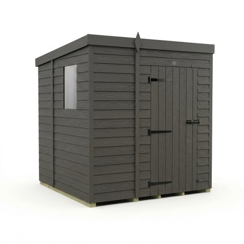 5x7 Pent Composite Shed Tanalised (Single Door, With Windows) 1