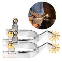 Riding Boots Spurs Anti-Rust Western Horse Spurs Stainless Steel with Turnable Gear Equipment Equestrian Equipment