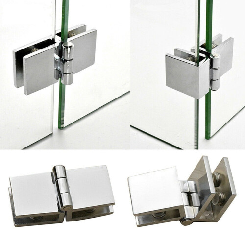Glass Door Hinges Kit Single or Double-Sided Clamp Hardware 2