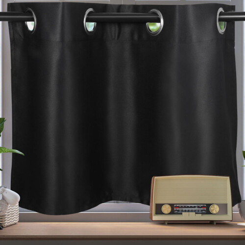 Topbathy Black Kitchen Curtains Short Window Door Curtain 2