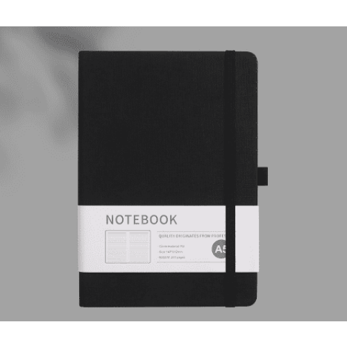 Ruled Notebook Hard Cover Black 200 Pages 5.78"x8.34" 1