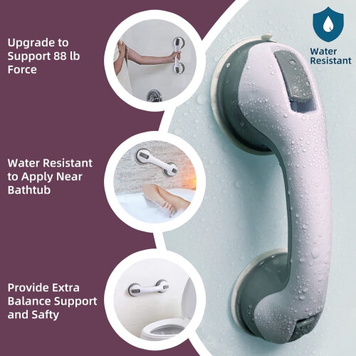 Shower Grab Bar Grey Heavy-Duty 12 Inch 2 Pack 1