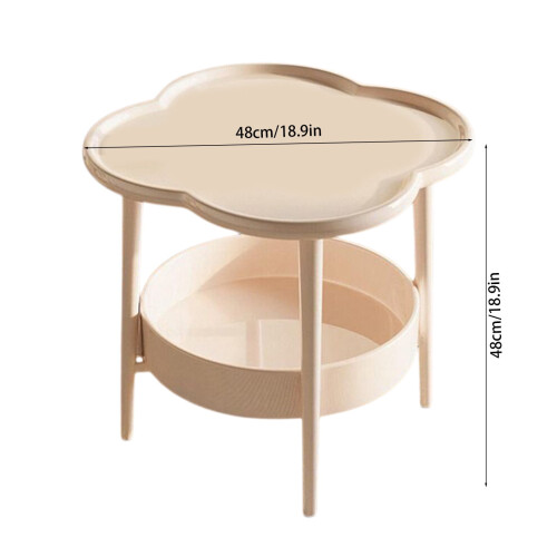 Flower-Shaped Coffee Table White 1 Shelf 2