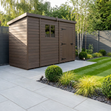 9x4 Pent Composite Shed Tanalised (Single Door, With Windows)