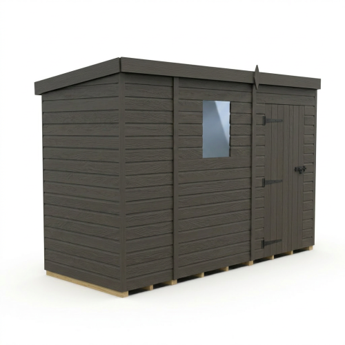 9x4 Pent Composite Shed Tanalised (Single Door, With Windows) 1