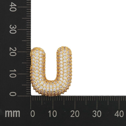 Bubble Letter Necklace 18K Gold Plated Initial Pendant 2