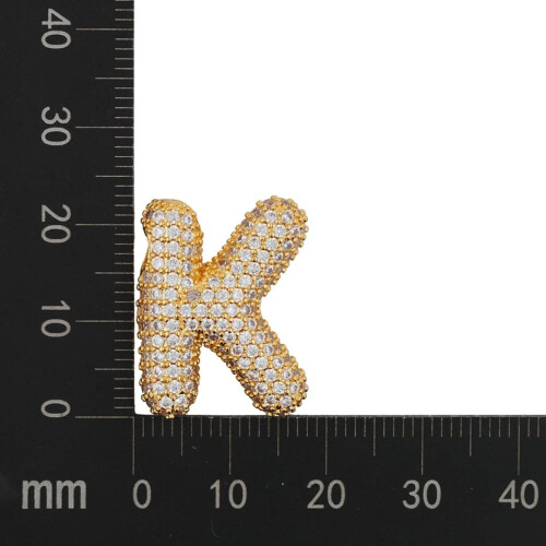 Bubble Letter Necklace 18K Gold Plated Initial Pendant 1