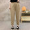 Damen-Freizeithose mit hohem Bund, elastischer Bund, lockere Passform 5