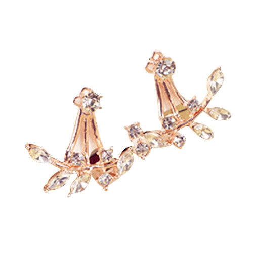 Women Rhinestone Ear Studs Rose Gold 1 Pair 1