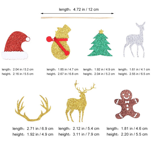 Christmas Cake Toppers Assorted Colors 12 pcs 2