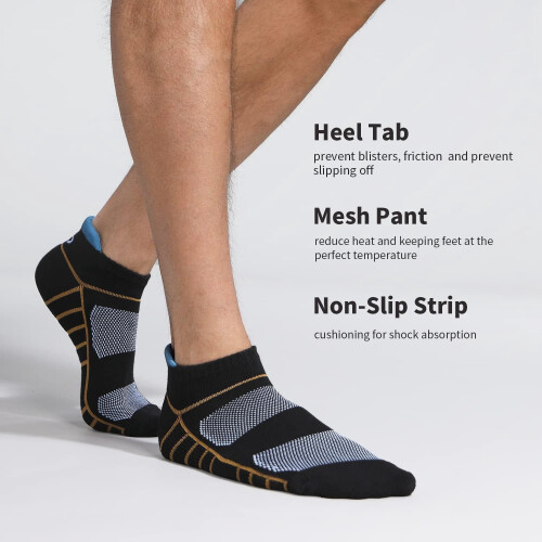 Athletic Running Ankle Socks Low Cut Cushioned 6 Pairs 1
