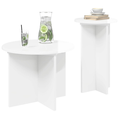 VidaXL vidaXL Side Table Set 2 pcs High Gloss White Engineered Wood 1