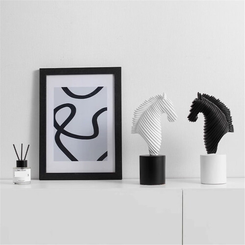 Abstract Horse Head Ornament Black White Modern Luxury Decor 2